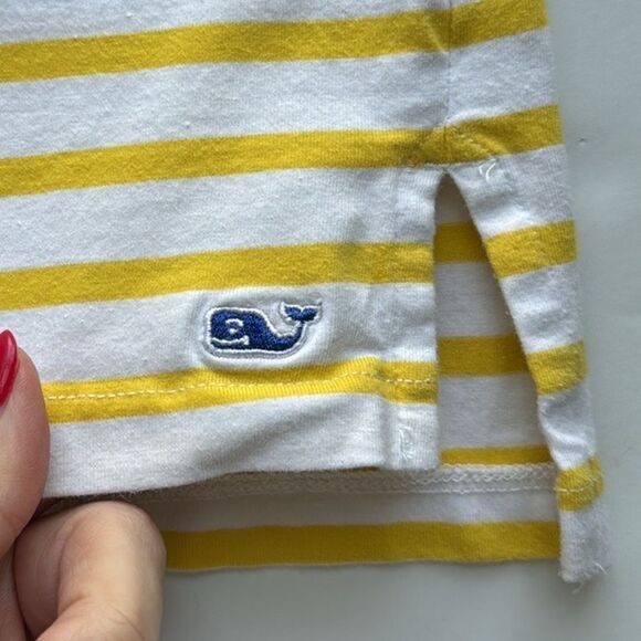 Vineyard‎ Vines Size Small Boat Neck Striped Yellow & White Cotton Stretch Top - Picture 8 of 12